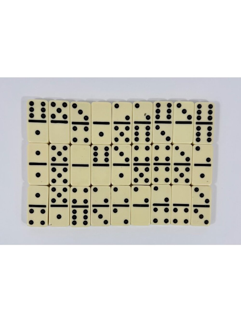 Vintage Phenolic Resin Bakelite Double Six Domino Set Cream / Ivory 28 Pieces Ci
